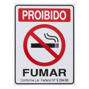 Placa de Sinalização Proibido Fumar Acesso 15cm x 20cm