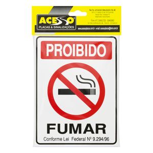 Placa de Sinalização Proibido Fumar Acesso 15cm x 20cm