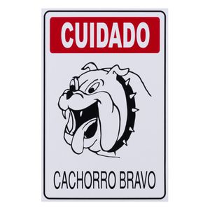 Placa de Sinalização Cachorro Bravo Acesso 20cm x 30cm