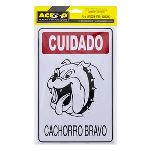 Placa de Sinalização Cachorro Bravo Acesso 20cm x 30cm