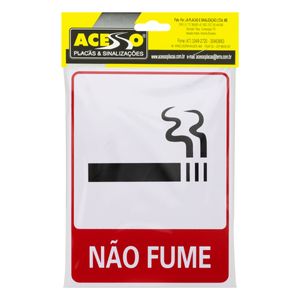 Placa de Sinalização Não Fume Acesso 15cm x 20cm