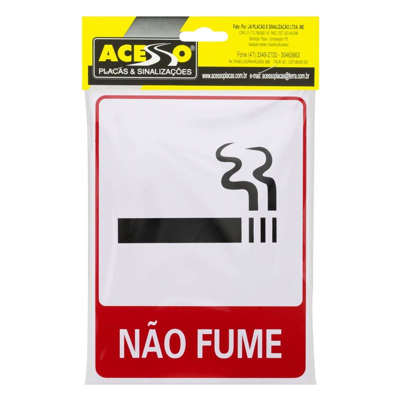 Placa-de-Sinalizaao-Nao-Fume-Acesso-15cm-x-20cmFrontal2