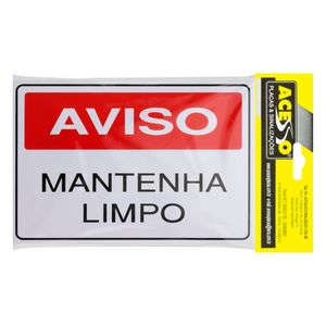 Placa de Sinalização Mantenha Limpo Acesso 20cm x 30xm