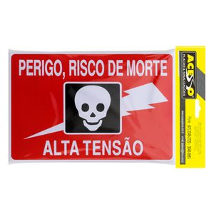 Placa de Sinalização Perigo Alta Tensão Acesso 20cm x 30xm