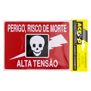 Placa de Sinalização Perigo Alta Tensão Acesso 15cm x 20cm