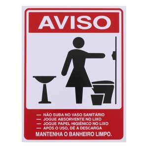 Placa de Sinalização Aviso Sanitário Feminino Acesso 15cm x 20cm