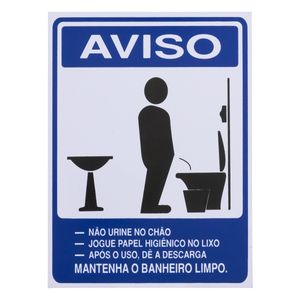 Placa de Sinalização Aviso Sanitário Masculino Acesso 15cm x 20cm