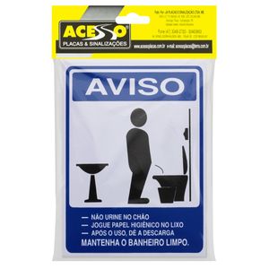 Placa de Sinalização Aviso Sanitário Masculino Acesso 15cm x 20cm