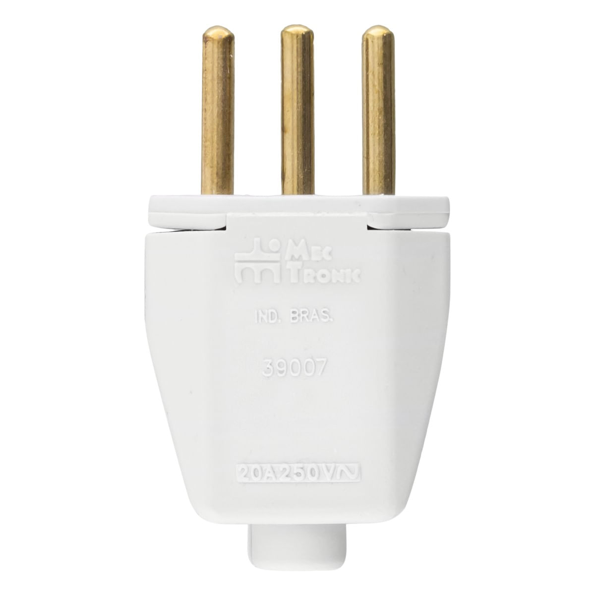 PlugueRetangularCinzaMec-Tronic2pinos+Terra20AFrontal2