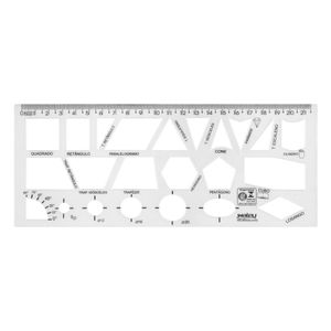 Régua Geométrica Transparente Waleu