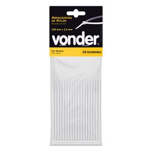 Abraçadeira de Nylon Branca Vonder 100mm x 2,5mm 20 unidades