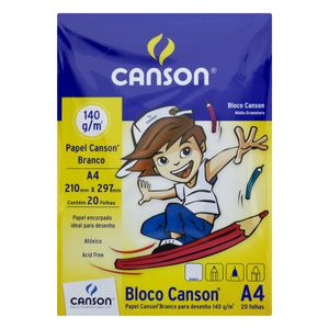 Bloco de Papel Branco Canson A4 20 folhas