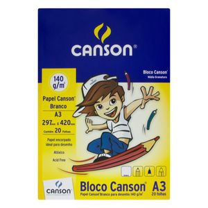 Bloco de Papel Branco Canson A3 20 folhas