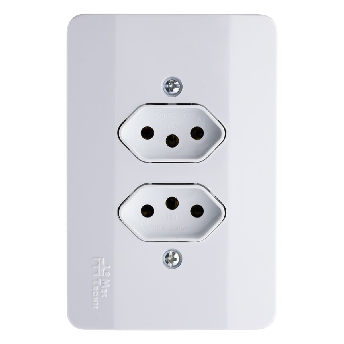 TomadaDupla2pinos+Terra20AMec-TronicMileniumFrontal2