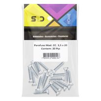 Parafuso para Madeira Cabeça Chata STD 3,5mm x 20mm 20 unidades