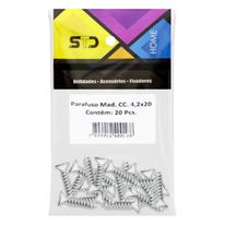 Parafuso para Madeira Cabeça Chata STD 4,2mm x 20mm 20 unidades