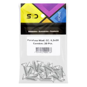 Parafuso para Madeira Cabeça Chata STD 4,2mm x 20mm 20 unidades