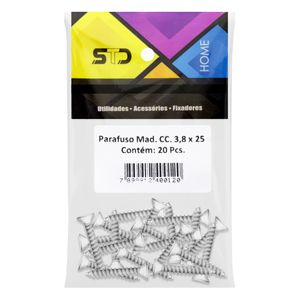 Parafuso para Madeira Cabeça Chata STD 3,8mm x 25mm 20 unidades