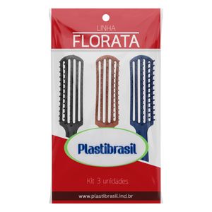 Escova de Cabelo Plastibrasil 3 peças