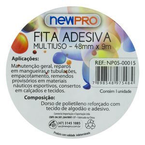 Fita Adesiva Multiuso Cinza Newpro 48mm x 9m