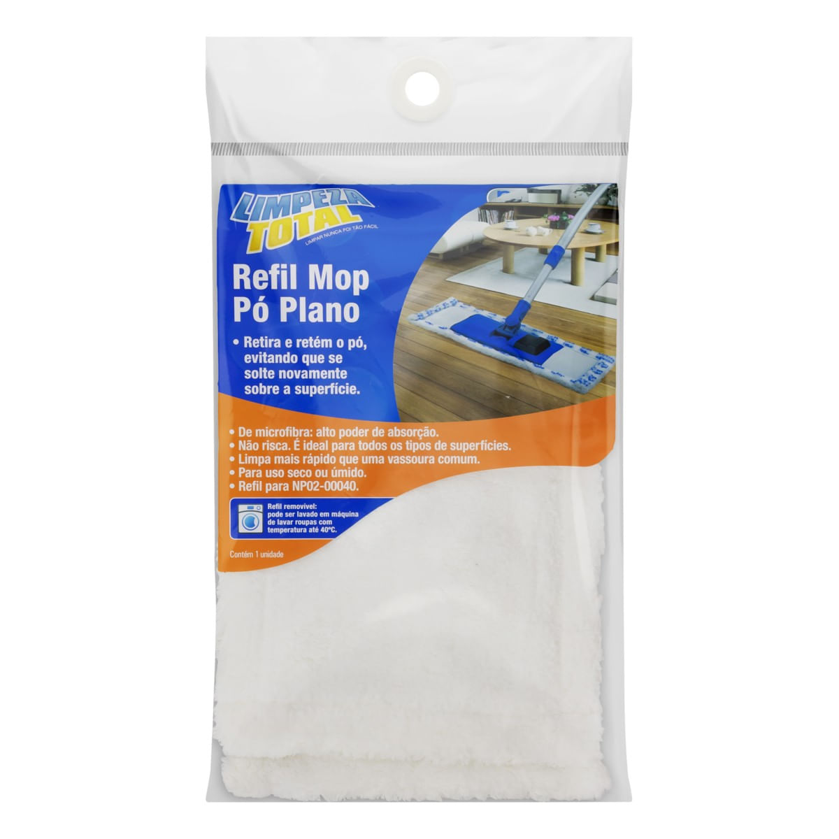 RefilMopPóPlanoBrancoNewpro40cmFrontal1