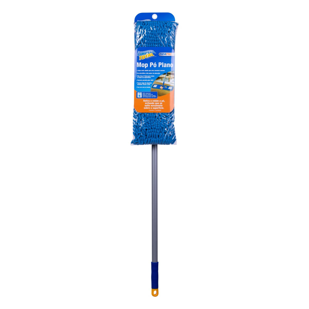 Mop Pó Plano 360° Newpro Limpeza Total Azul - Milium