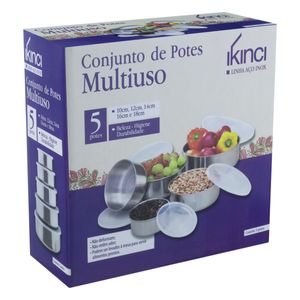 Conjunto de Pote em Inox Ikinci 5 peças