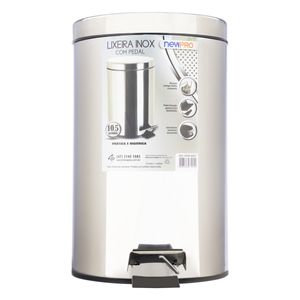 LixeiracomPedalInoxNewpro105lFrontal1