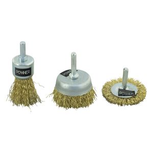 Conjunto de Escovas Onduladas Powner 1/4" 3 peças