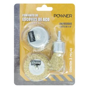 Conjunto de Escovas Onduladas Powner 1/4" 3 peças