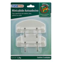Mini Cabide Autoadesivo Newpro Branco 2 unidades