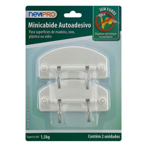 Mini Cabide Autoadesivo Newpro Branco 2 unidades