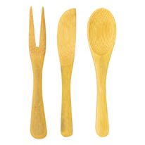 Conjunto de Talheres de Bambu para Aperitivos Ikinci 3 peças