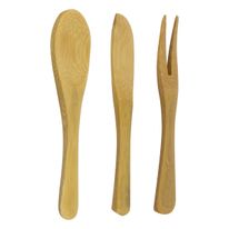 Conjunto de Talheres de Bambu para Aperitivos Ikinci 3 peças