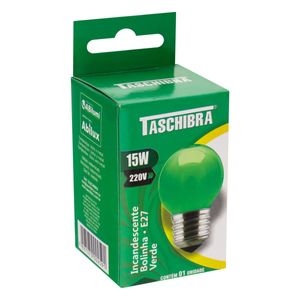 Lâmpada Incandescente Bolinha Verde Taschibra 15W