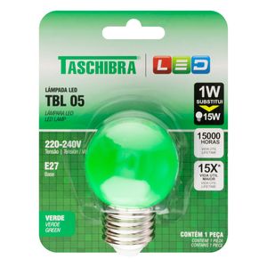 Lâmpada Led Bolinha Verde Taschibra 1W