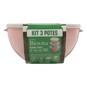 Conjunto de Pote Biovita Plasvale 3 peças