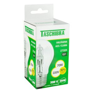 Lâmpada Halógena A55 Clara Taschibra 2700K 70W
