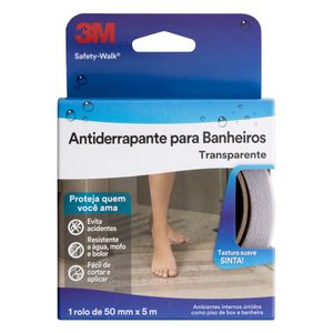 Fita Antiderrapante para Banheiros Transparente 3M Safety-Walk 50mm x 5m