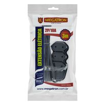 Extensão Bipolar 3 Tomadas Preta Megatron 3m 10A