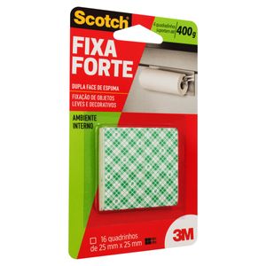 Fita Dupla Face de Espuma Quadrada 3M Scotch Fixa Forte 16 unidades 25mm x 25mm