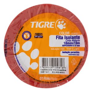 Fita Isolante Vermelha Tigre 18mm x 10m