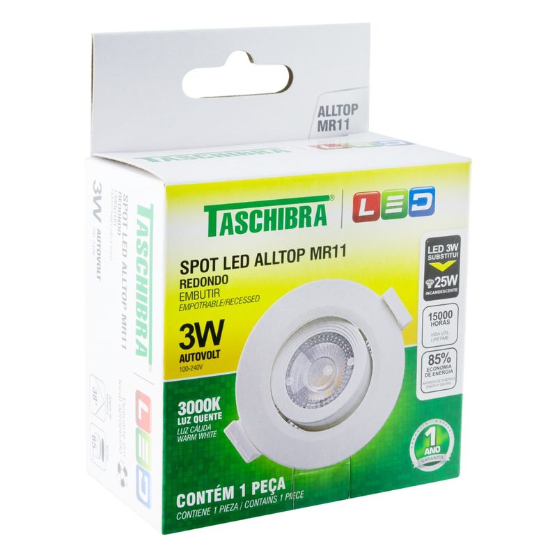 Spot-Led-de-Embutir-Redondo-Branco-Taschibra-3W-3000K-AutovoltAngularEsquerda3