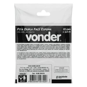 Fita Dupla Face de Espuma Vonder 19mm x 1,5m