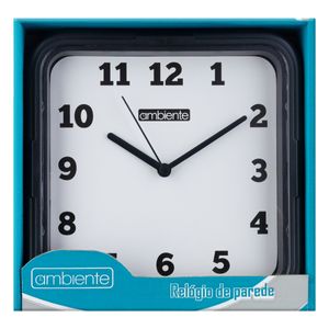 Relógio de Parede Quadrado Ambiente Preto Real 22cm