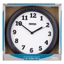 Relógio de Parede Redondo Ambiente Quartz Preto 24cm