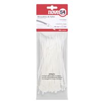 Abraçadeira de Nylon Branca Nove54 140mm x 2,5mm 100 unidades