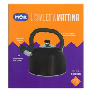 Chaleira em Inox com Apito Mor Mattina Preta 2,5l