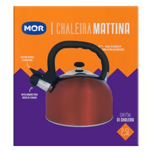 Chaleira em Inox com Apito Mor Mattina Vermelha 2,5l