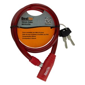 Cadeado para Bicicleta Vermelho Bestfer 3,8mm 65cm